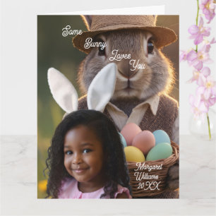 Easter Bunny Ears Girl Photo Customize Card