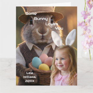 Easter Bunny Ears Girl Photo Customize Card