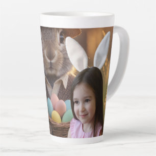 Easter Bunny Ears Girl Photo Customize Latte Mug