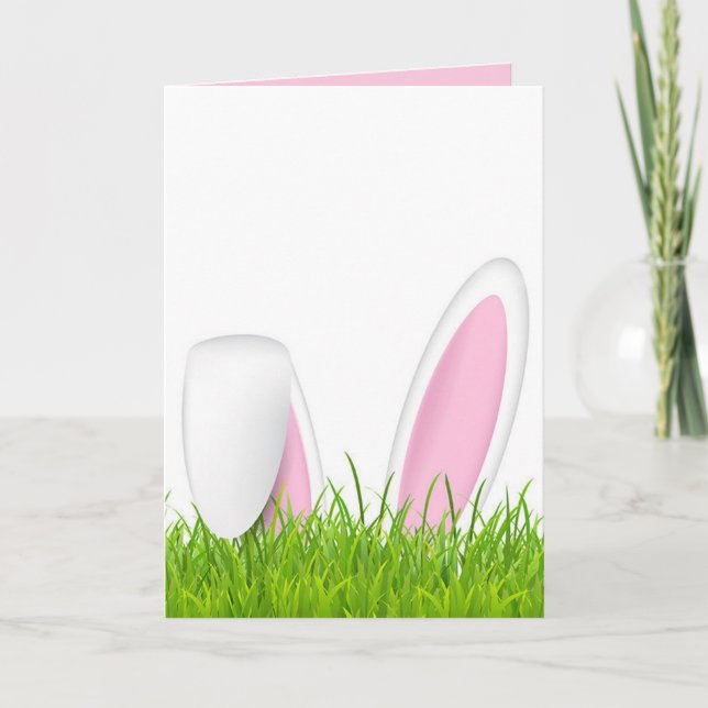 Easter bunny ears in grass card (Front)