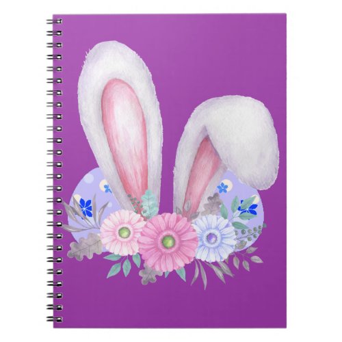 Easter Bunny Ears with Floral Decoration Notebook