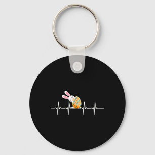 Easter Bunny Easter Egg Heartbeat Heart Rabbit Cut Keychain