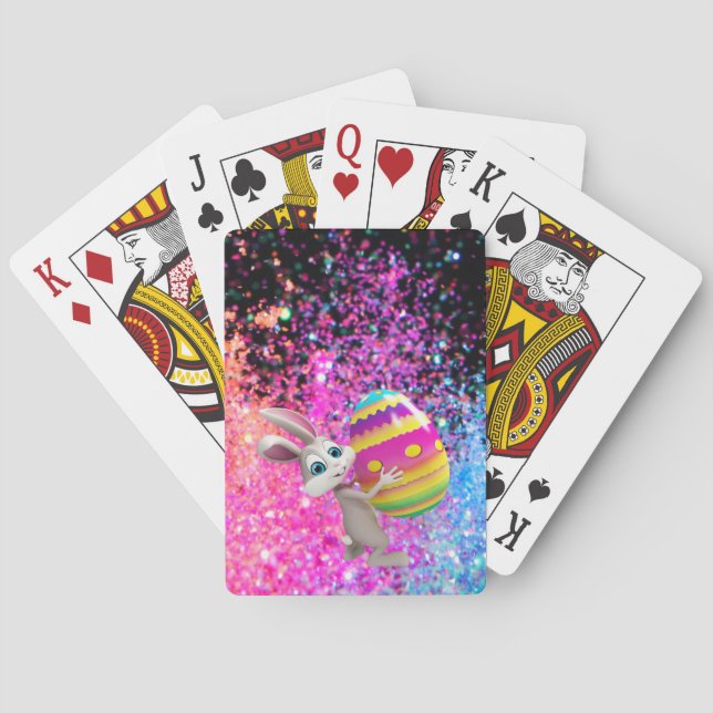 Easter Bunny Easter Egg Holiday Sparkle  Poker Cards (Back)