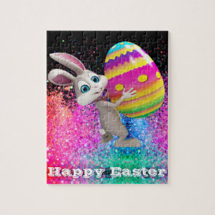Easter Bunny Easter Egg Sparkle Happy Easter Jigsaw Puzzle