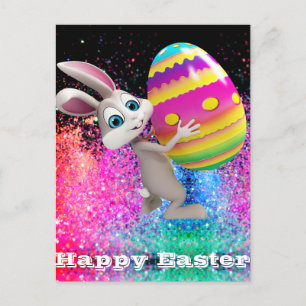Easter Bunny Easter Egg Sparkle Happy Easter Postcard