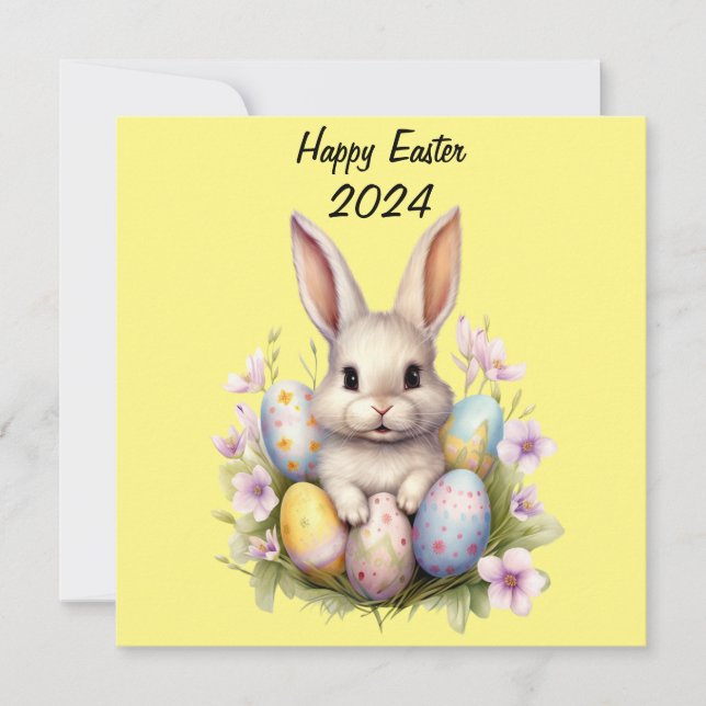 Easter Bunny & Easter Eggs Artwork Card (Front)