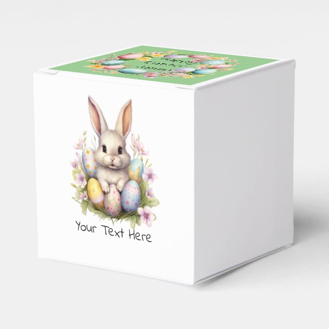 Easter Bunny & Easter Eggs Artwork Favor Boxes (Front Side)