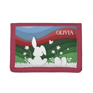Easter bunny , easter eggs, green nature spring tri-fold wallet