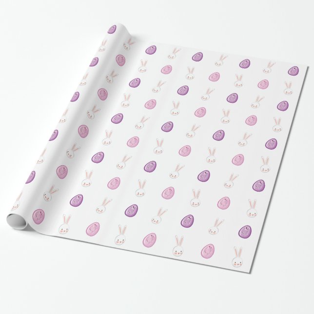 Easter Bunny & Easter Eggs Wrapping Paper (Unrolled)