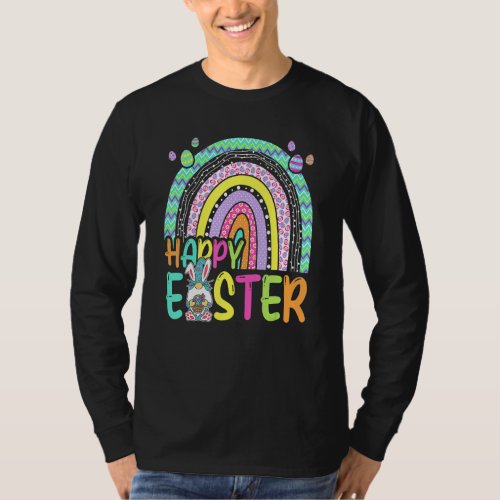 Easter Bunny Easter Gnomes Hold Egg Hunting Rainbo T_Shirt