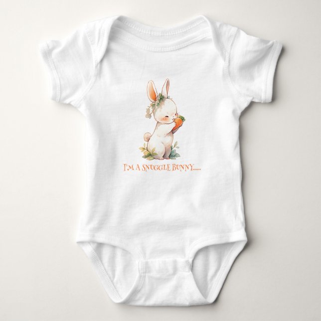 Easter Bunny Eating a Carrot Baby Bodysuit (Front)