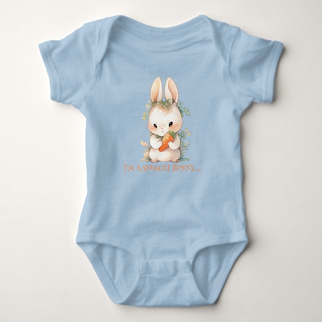 Easter Bunny Eating a Carrot Baby Bodysuit (Front)