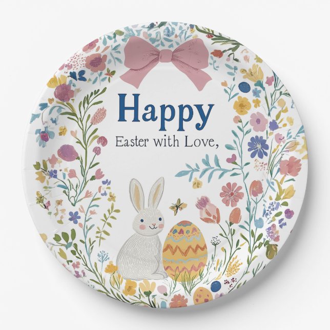  Easter Bunny, Egg, and Wreath Paper Plates (Front)