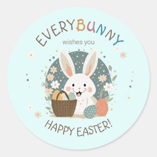 Easter Bunny Egg Basket ID1013 Classic Round Sticker