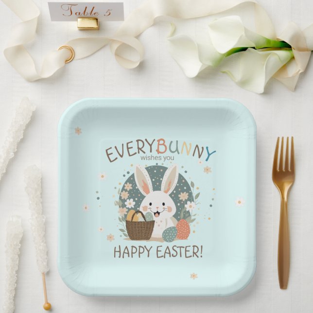 Easter Bunny Egg Basket ID1013 Paper Plates (Wedding)