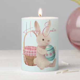 Easter Bunny, Egg, & Basket Pastel Pillar Candle