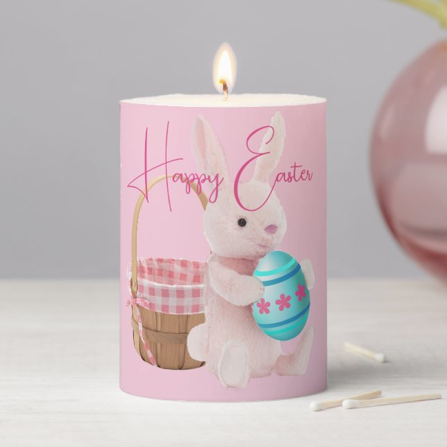 Easter Bunny, Egg, & Basket Pillar Candle (In Situ)