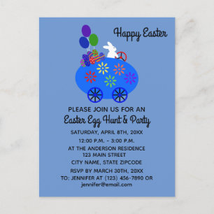 Easter Bunny Egg Car #3 Invitation Postcard