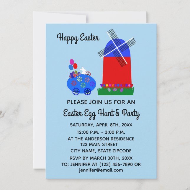 Easter Bunny Egg Car #4-2 Invitation Card (Front)