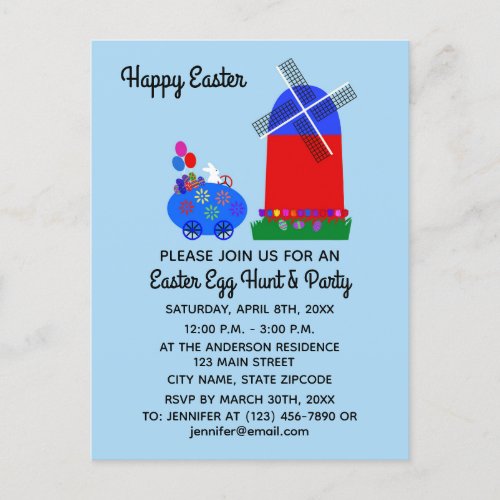 Easter Bunny Egg Car 4 Invitation Postcard