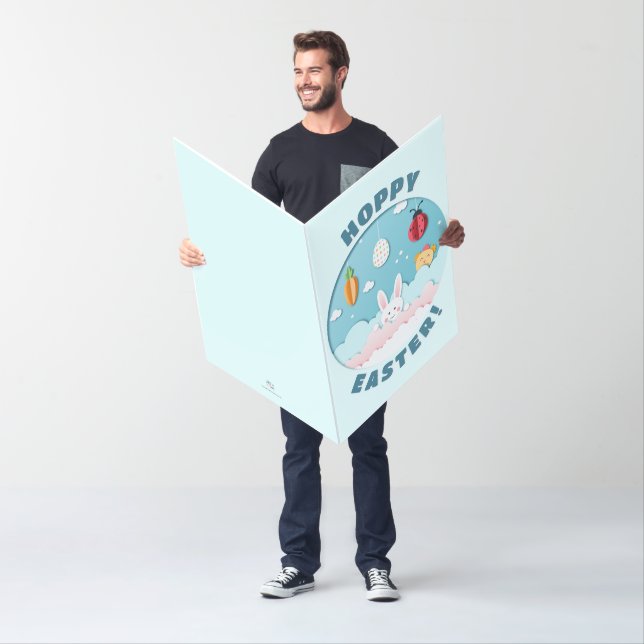 Easter Bunny, Egg, Carrot & Ladybug Cut-out Paper Card (In Situ)