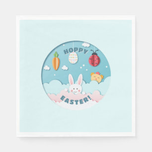 Easter Bunny, Egg, Carrot & Ladybug Cut-out Paper Napkins