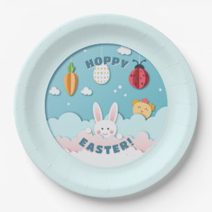 Easter Bunny, Egg, Carrot & Ladybug Cut-out Paper Plates