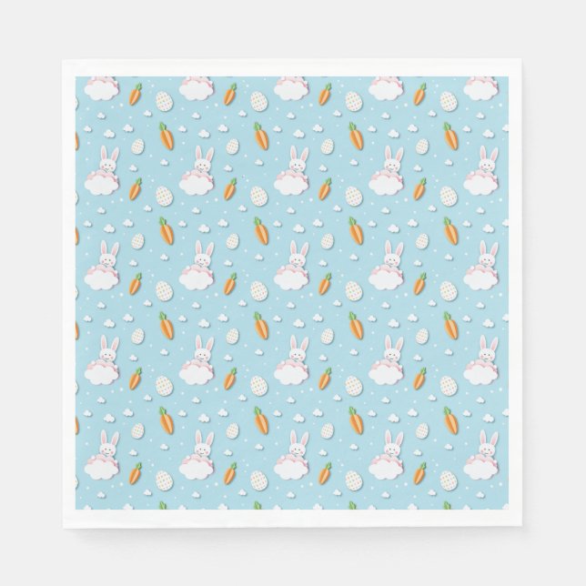 Easter Bunny, Egg & Carrot Pattern Cut-out Paper Napkins (Front)