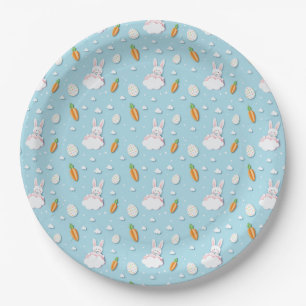 Easter Bunny, Egg & Carrot Pattern Cut-out Paper Plates