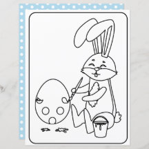 Easter Bunny & Egg Coloring Page Paper For Kids