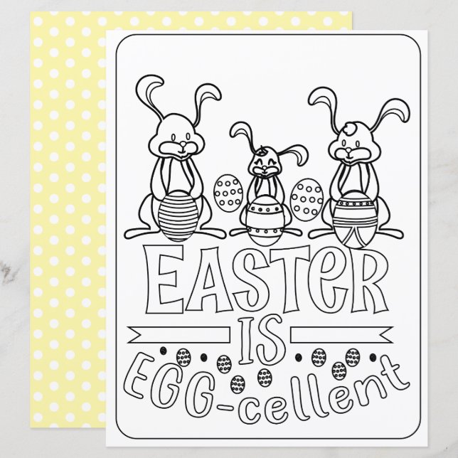 Easter Bunny & Egg Coloring Page Paper For Kids  (Front/Back)