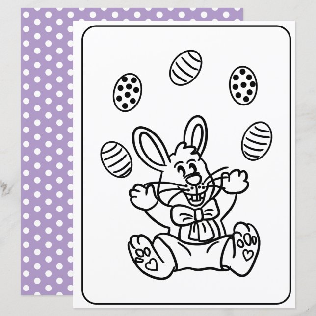 Easter Bunny & Egg Coloring Page Paper For Kids  (Front/Back)