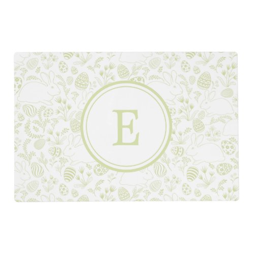 Easter Bunny Egg Floral Green Pattern Monogram Placemat