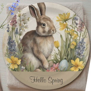 Easter Bunny Egg Floral Paper Plates