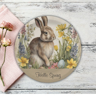 Easter Bunny Egg Floral Paper Plates