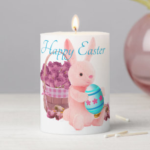Easter Bunny, Egg, & Flower Basket Pillar Candle