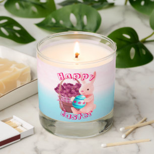 Easter Bunny, Egg, & Flower Basket Pink & Blue Scented Candle