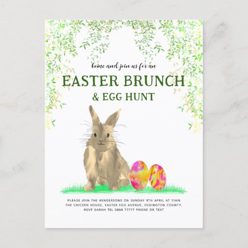 Easter Bunny Egg Hunt and Brunch budget Invitation Postcard