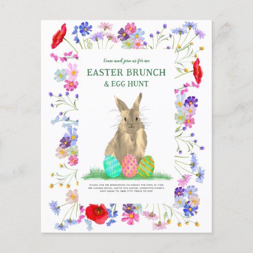 Easter Bunny Egg Hunt and Brunch Floral Budget  Flyer