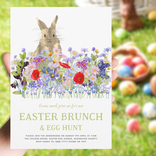 Easter Bunny Egg Hunt and Brunch Floral Invitation