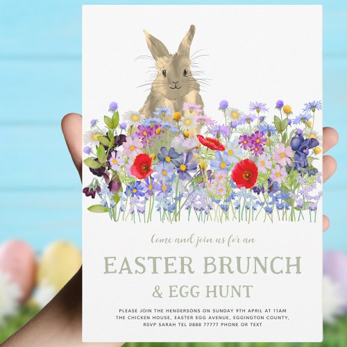 Easter Bunny Egg Hunt and Brunch Green Invitation