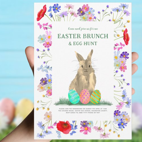 Easter Bunny Egg Hunt and Brunch Wildflower Invitation