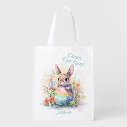 Easter Bunny Egg Hunt Boho Grocery Bag