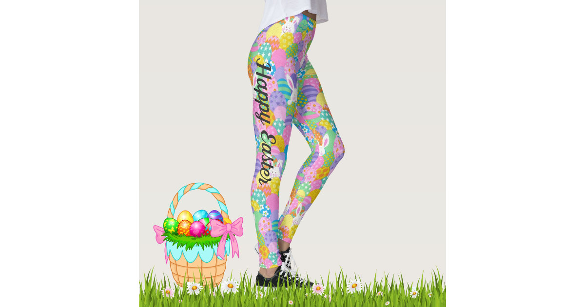 Easter Leggings for Women, Bunny Leggings, Easter Egg Leggings