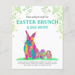 Easter Bunny Egg Hunt Brunch Colorful Bunny Budget Flyer