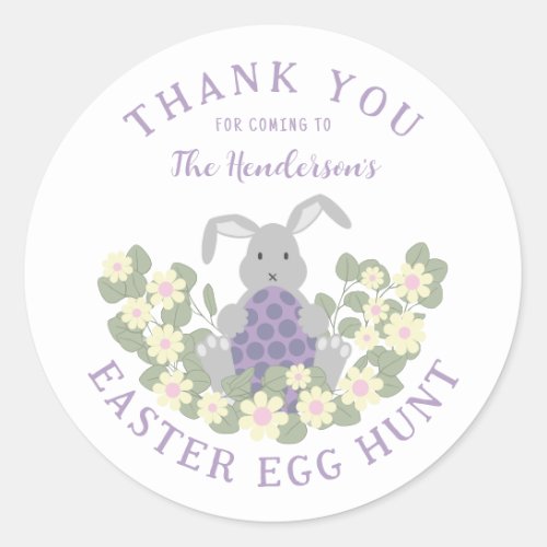 Easter Bunny Egg Hunt Floral Thank You Classic Round Sticker