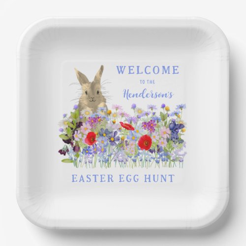 Easter Bunny Egg Hunt Floral Welcome Paper Plates