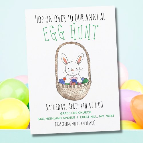 Easter Bunny Egg Hunt  Invitation