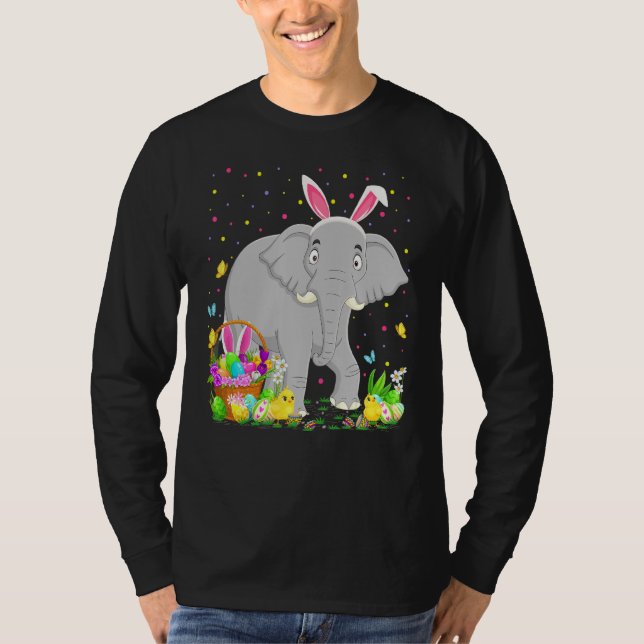 Easter Bunny Egg Hunting Indian Elephant Easter Su T-Shirt (Front)