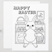 Easter Bunny Egg Kids Coloring Page Paper Sheet (Front/Back)